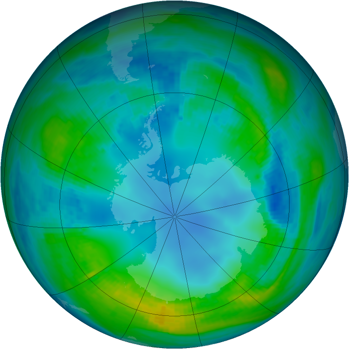 Antarctic ozone map for 06 May 1989